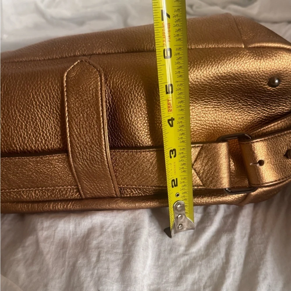 Aimee Kestenberg Metallic Bronze Leather Top Handle Satchel NWOT